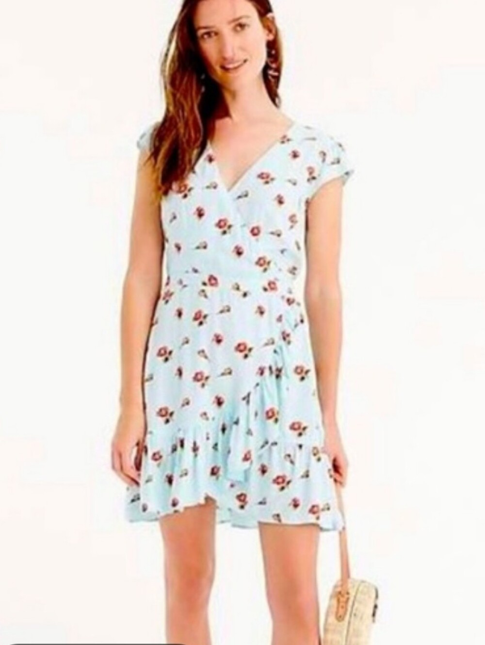 J. Crew Mercentile Faux Wrap Floral Mini Dress Boho Size 6